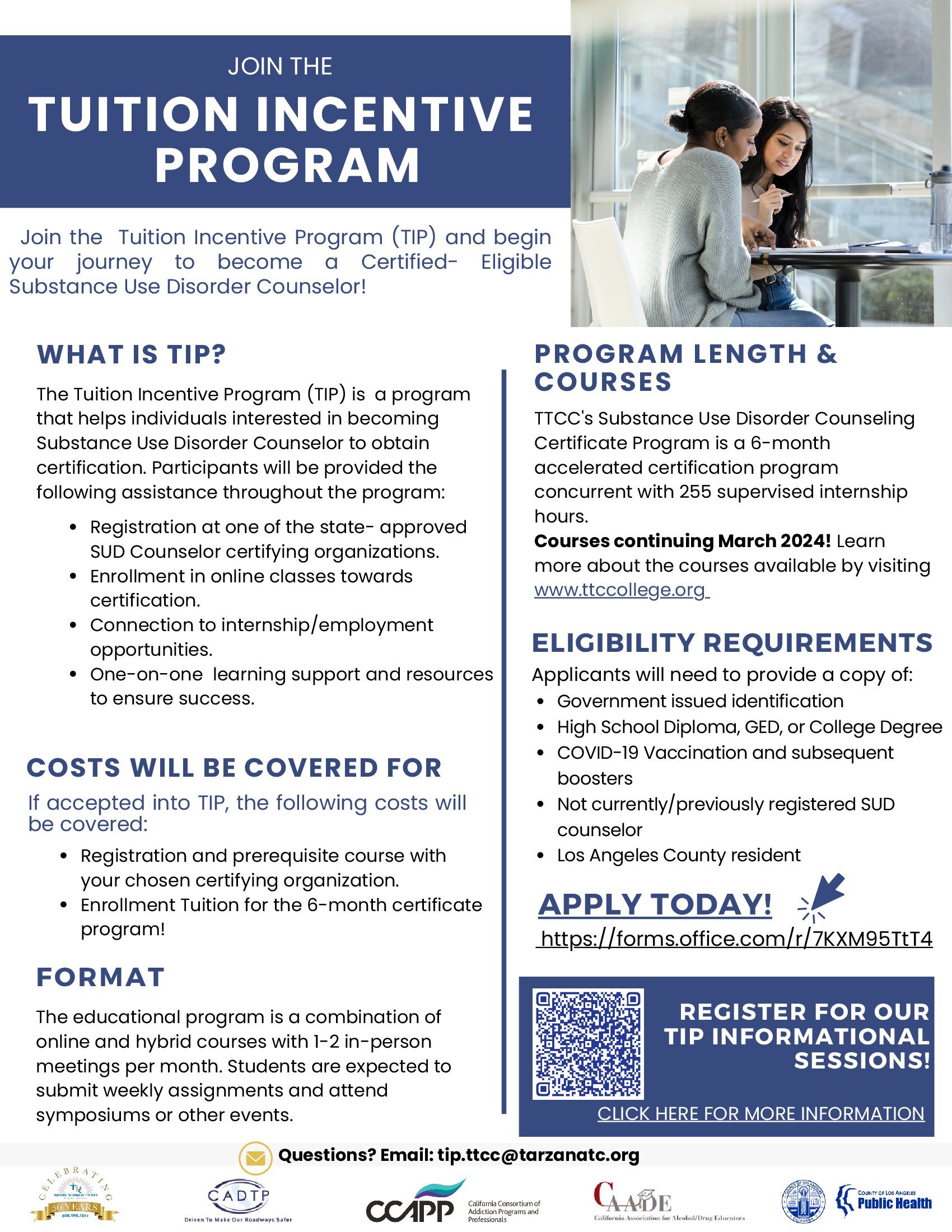 Tuition Incentive Program (TIP) Tarzana Treatment Centers College